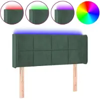 vidaXL Tête de lit LED vert foncé 93x16x78/88 cm velours