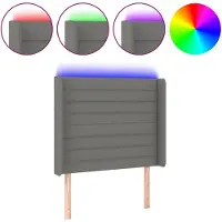 vidaXL Tête de lit LED gris foncé 83x16x118/128 cm Tissu