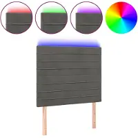 vidaXL Tête de lit LED gris foncé 100x5x118/128 cm velours