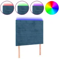 vidaXL Tête de lit LED bleu foncé 100x5x118/128 cm velours