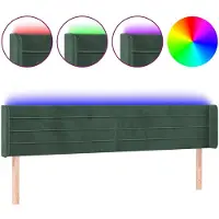vidaXL Tête de lit LED vert foncé 203x16x78/88 cm velours
