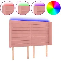 vidaXL Tête de lit LED rose 147x16x118/128 cm velours