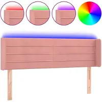 vidaXL LED Tête de lit rose 147x16x78/88 cm velours