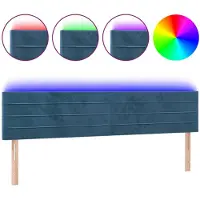 vidaXL Tête de lit LED bleu foncé 200x5x78/88 cm velours
