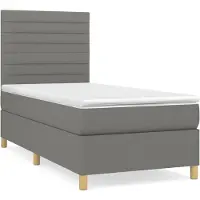 vidaXL Lit boxspring avec matelas gris foncé 90x190 cm Tissu