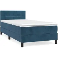 vidaXL Lit boxspring avec matelas bleu foncé 90x190 cm velours