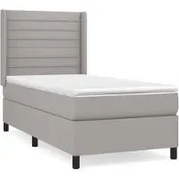 vidaXL Lit boxspring avec matelas gris clair 90x190 cm Tissu