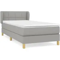 vidaXL Lit boxspring avec matelas gris clair 90x200 cm Tissu