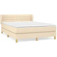 vidaXL Lit Boxspring avec matelas Crème 140x200 cm Tissu