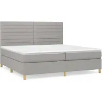 vidaXL Lit boxspring avec matelas gris clair 200x200 cm Tissu