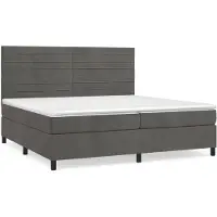 vidaXL Lit boxspring avec matelas gris foncé 200x200 cm velours