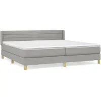 vidaXL Lit boxspring avec matelas gris clair 200x200 cm Tissu