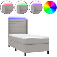 vidaXL Lit boxspring avec matelas & LED gris clair 80x200 cm Tissu
