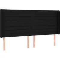 vidaXL Tête de lit avec oreilles Noir 203x16x118/128 cm Tissu