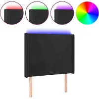 vidaXL Tête de lit LED noir 83x16x118/128 cm velours