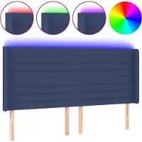 vidaXL Tête de lit LED bleue 203x16x118/128 cm Tissu