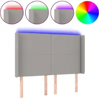 vidaXL Tête de lit LED gris clair 147x16x118/128 cm Tissu