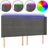 vidaXL Tête de lit LED gris foncé 203x16x118/128 cm velours