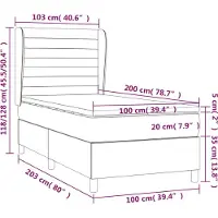 vidaXL Lit boxspring avec matelas gris clair 100x200 cm Tissu