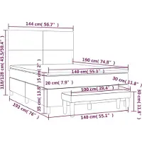 vidaXL Lit boxspring avec matelas bleu 140x190 cm Tissu
