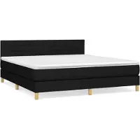 vidaXL Lit boxspring avec matelas noir 180x200 cm Tissu