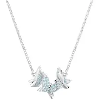 Swarovski Collier Idyllia Lilia, Papillon, Bleu, Métal Rhodié