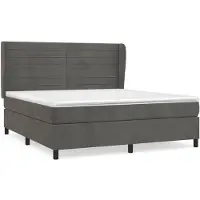 vidaXL Lit boxspring avec matelas gris foncé 160x200 cm velours