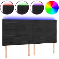 vidaXL LED Tête de lit noir 180x5x118/128 cm velours