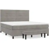 vidaXL Lit boxspring avec matelas gris clair 160x200 cm velours