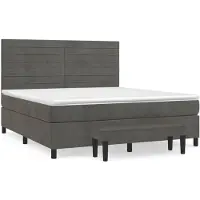 vidaXL Lit boxspring avec matelas gris foncé 160x200 cm velours