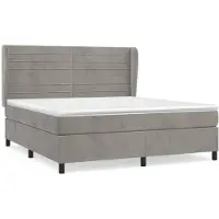 vidaXL Lit boxspring avec matelas gris clair 160x200 cm velours
