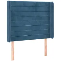 vidaXL Tête de lit avec oreilles bleu foncé 93x16x118/128 cm velours