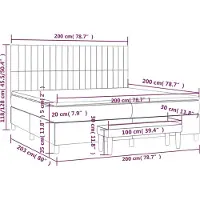 vidaXL Lit boxspring avec matelas bleu foncé 200x200 cm velours