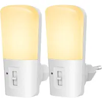 Qumax LED Night Light Socket 2 pcs - Veilleuse dimmable avec capteur - Veilleuse de chambre de bébé - Capteur jour et nuit - Enfants et bébés - Blanc
