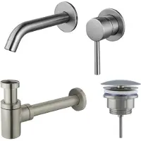 FortiFura Calvi Slim Kit mitigeur lavabo - robinet encastrable - bonde non-obturable - siphon design bas - PVD SW377860/SW696207/SW696217