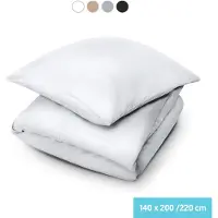 Dreamlab Dekbedovertrek set - 140 x 200/220 cm - Beddengoed met kussensloop - Een persoons - Vier seizoenen - Microvezel - Wit