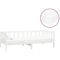 The Living Store Lit de jour avec matelas 90x200 cm Blanc Pin massif