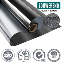 Homewell Film solaire HR++ pour fenêtres 90x300cm - Film d'isolation statique avec effet miroir - Noir
