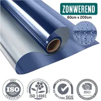 Homewell Sunproof HR Film pour fenêtre 60x200cm - Film d'isolation statique avec effet miroir - Bleu (incl. Rakel)