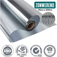 Homewell Sunproof HR Film pour fenêtre 90x300cm - Film d'isolation statique avec effet miroir - Argent (incl. Rakel)