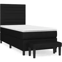 vidaXL Lit boxspring avec matelas noir 90x190 cm Tissu