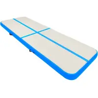 The Living Store Tapis de gymnastique gonflable avec pompe 300x100x20 cm PVC bleu