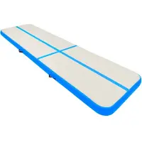 The Living Store Tapis de gymnastique gonflable avec pompe 800x100x15 cm PVC bleu