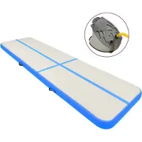 The Living Store Tapis de gymnastique gonflable avec pompe 600 x 100 x 20 cm PVC bleu
