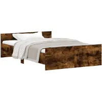 vidaXL Cadre de lit avec tête et pied de lit en chêne fumé 120x190 cm