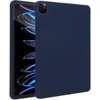 Accezz Coque Liquid Silicone avec porte-stylet Apple iPad Pro 12.9 (2022) / Pro 12.9 (2021) / Pro 12.9 (2020) - Bleu foncé