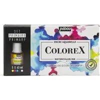 Pebeo 5 encres Colorex pour peinture aquarelle - 5 x 45 ml