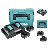 Makita Power Source Kit 18 V avec 2x BL 1860 B batterie 6,0 Ah ( 197422-4 ) + DC 18 SH chargeur double ( 199687-4 ) + Makpac