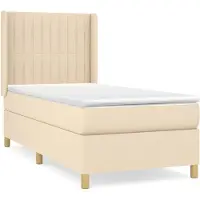vidaXL Lit boxspring avec matelas Crème 100x200 cm Tissu