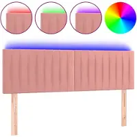 vidaXL LED Tête de lit rose 144x5x78/88 cm velours